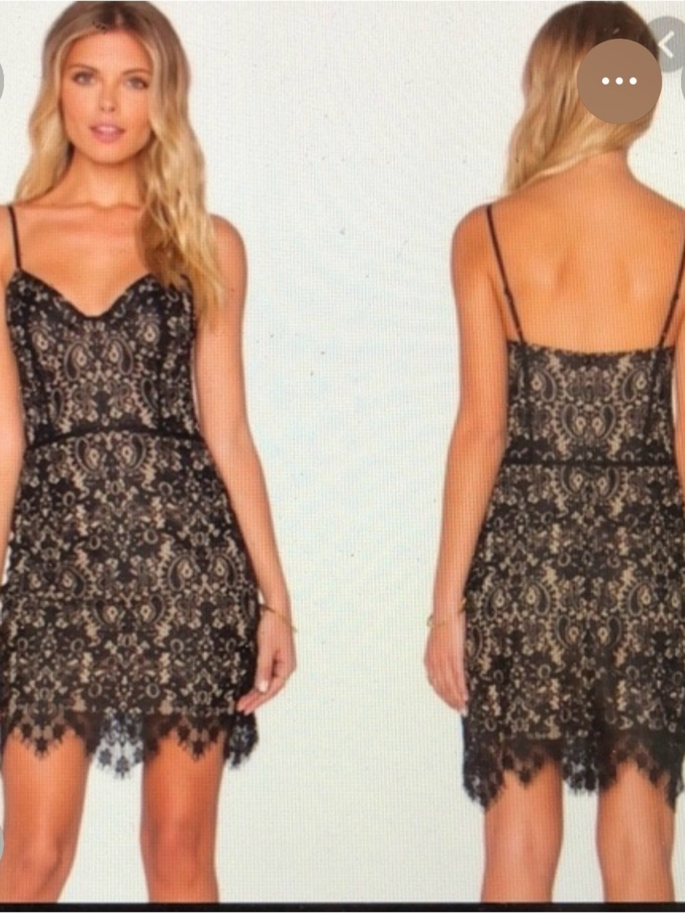 For Love And Lemons Black Lace Mini Dress with Nude Lining
